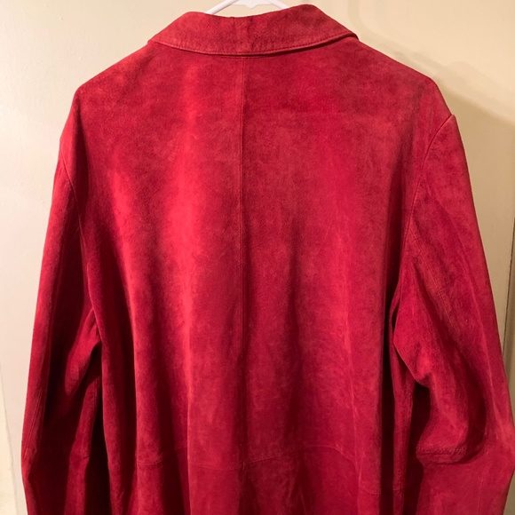 Nordstrom Women's Red Genuine Leather Button Coat Jacket XL - Picture 3 of 7